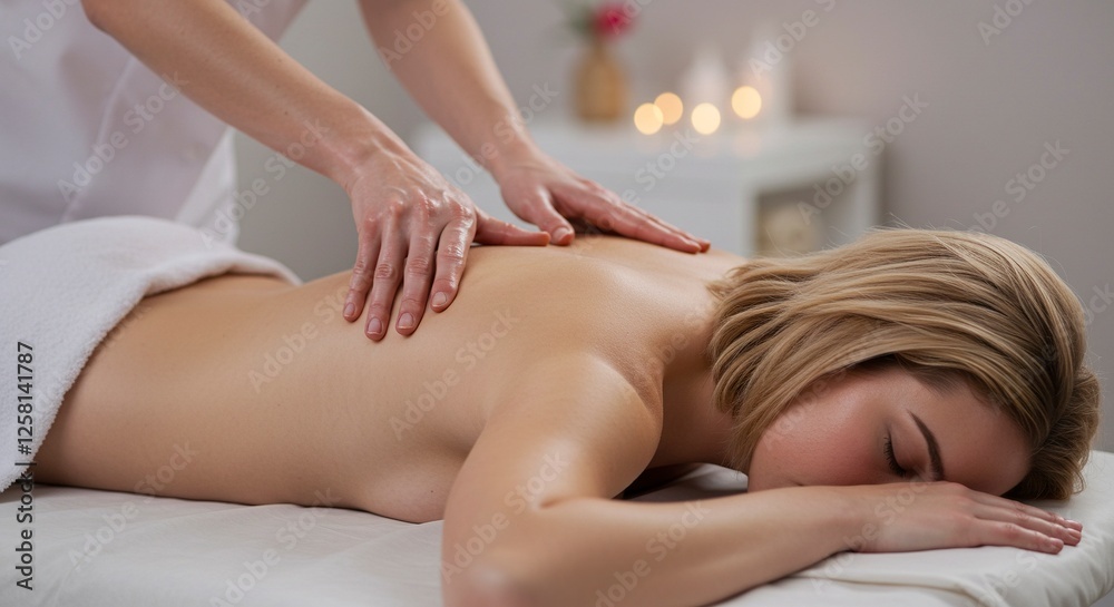 Woman Receiving Back Massage at Spa for Relaxation and Wellness Woman Receiving Back Massage at Spa for Relaxation and Wellness