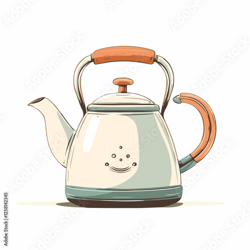 Kettle Flat vector illustration of teapot isolated on white background Travel iron kettle, field kitchen