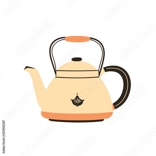 Kettle Flat vector illustration of teapot isolated on white background Travel iron kettle, field kitchen