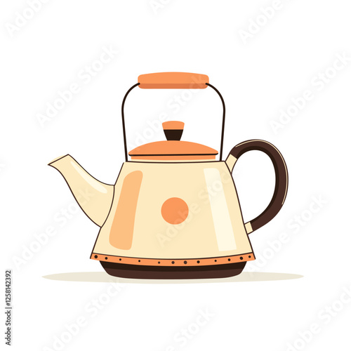 Kettle Flat vector illustration of teapot isolated on white background Travel iron kettle, field kitchen