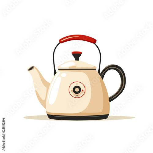 Kettle Flat vector illustration of teapot isolated on white background Travel iron kettle, field kitchen