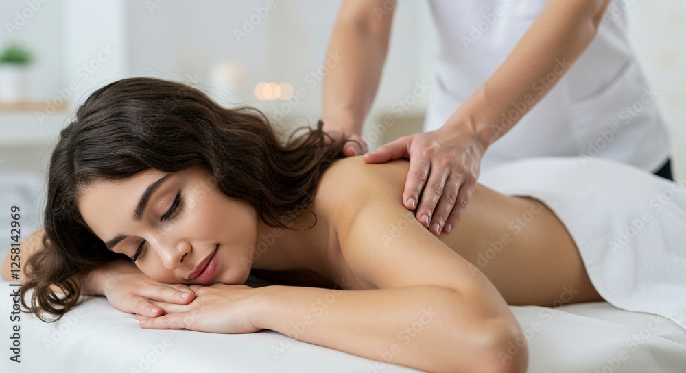 Woman Receiving Relaxing Back Massage at Spa for Wellness and Self-care Woman Receiving Relaxing Back Massage at Spa for Wellness and Self-care