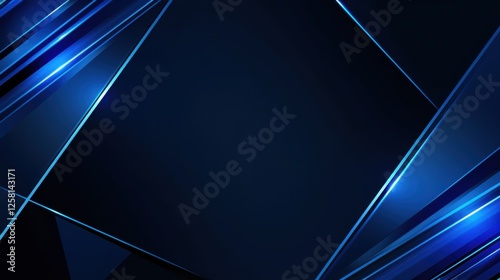 Abstract Blue Background with Angular Shapes and Lines, Banner Template with White Space for Text. Geometric Minimalist Wallpaper with Copy Space on Blue Background. Modern Wallpaper.