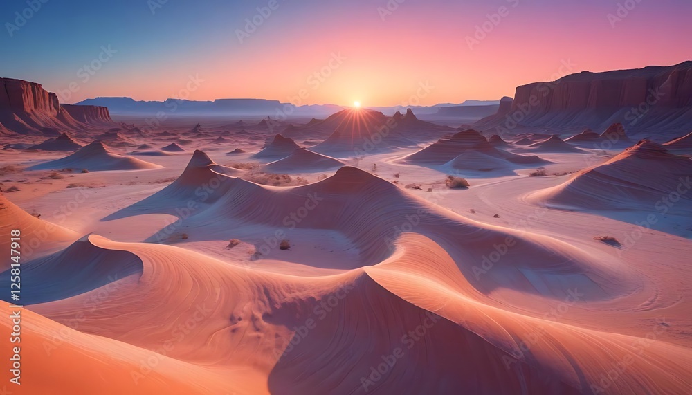 Naklejka premium Desert Sandscape Sunrise Scenic Vista