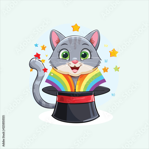 cat conjuring a rainbow-colored magic spell