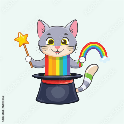cat conjuring a rainbow-colored magic spell