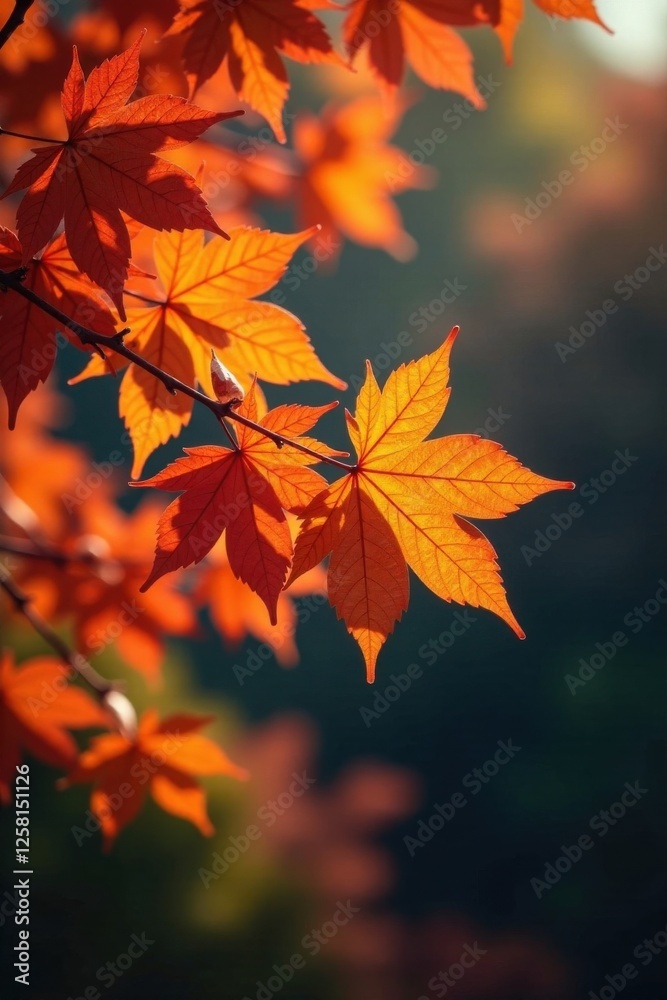 Autumn tree branch with changing leaves in shades of orange and red, autumnal scenes , foliage photography, leaf changes Autumn tree branch with changing leaves in shades of orange and red, autumnal scenes , foliage photography, leaf changes