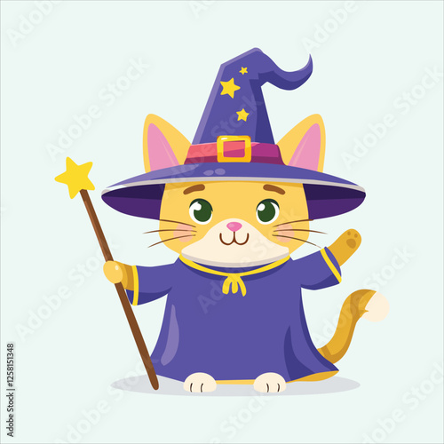 wizard cat wearing a pointy hat