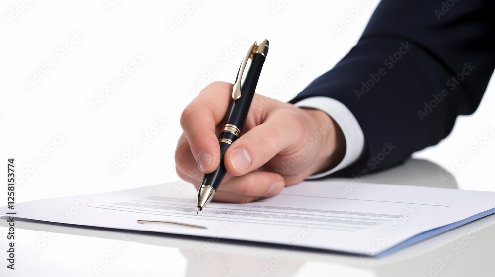 Businessman’s hand signing a contract with a luxury pen, symbolizing professionalism, authority, and success Businessman’s hand signing a contract with a luxury pen, symbolizing professionalism, authority, and success