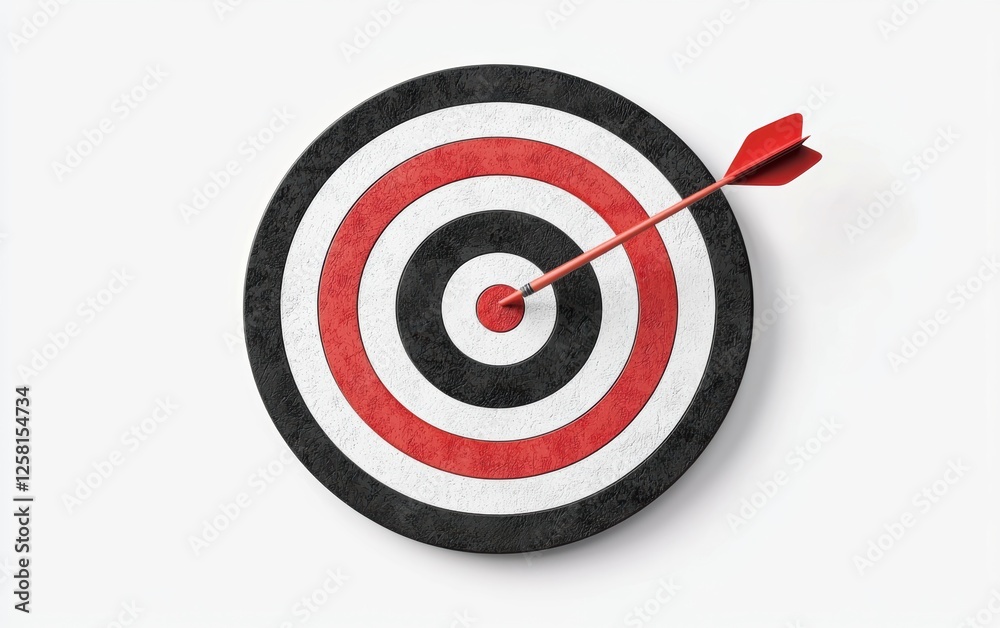 A close-up view of a bullseye target with an arrow striking the center, symbolizing precision, focus, and achievement in goals. A close-up view of a bullseye target with an arrow striking the center, symbolizing precision, focus, and achievement in goals.