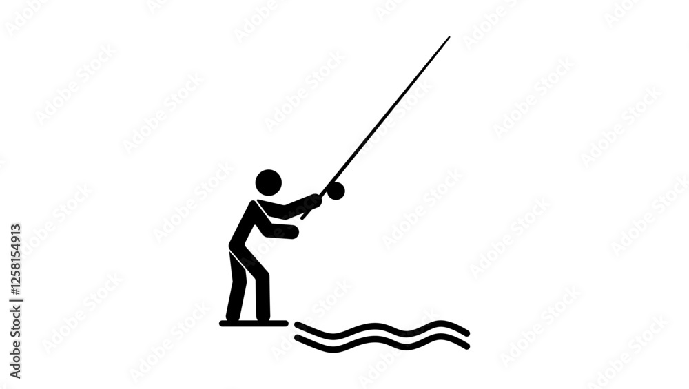 Obraz premium fisherman sign, black isolated silhouette