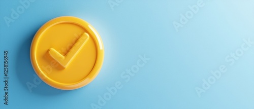 A bright yellow checkmark symbol on a cool blue background, representing approval, success, and positive outcomes in various contexts.