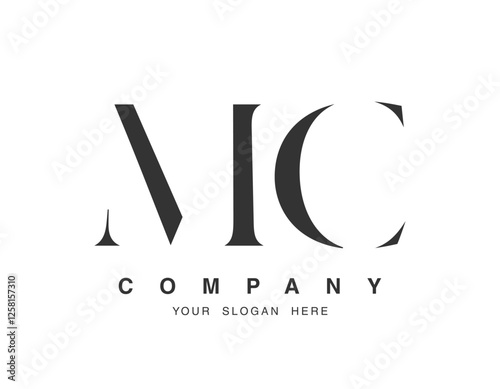 MC logo design. Initial letter m and c serif font style. Creative classic company name typography. Trendy logotype or identity.