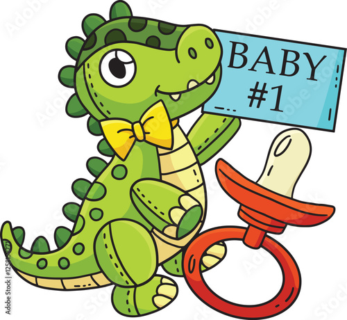 Baby Shower Dinosaur Plushie and Pacifier Clipart