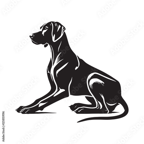 Precision-crafted Rhodesian Ridgeback silhouette with clean geometry - Rhodesian Ridgeback illustration - minimal Rhodesian Ridgeback vector - dog silhouette
