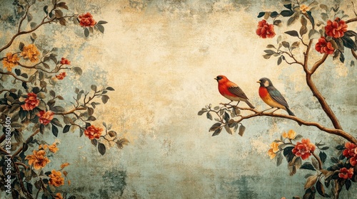 Canvas Print A beautiful, completed tapestry hung on the wall, showcasing intricate designs and vibrant colors
