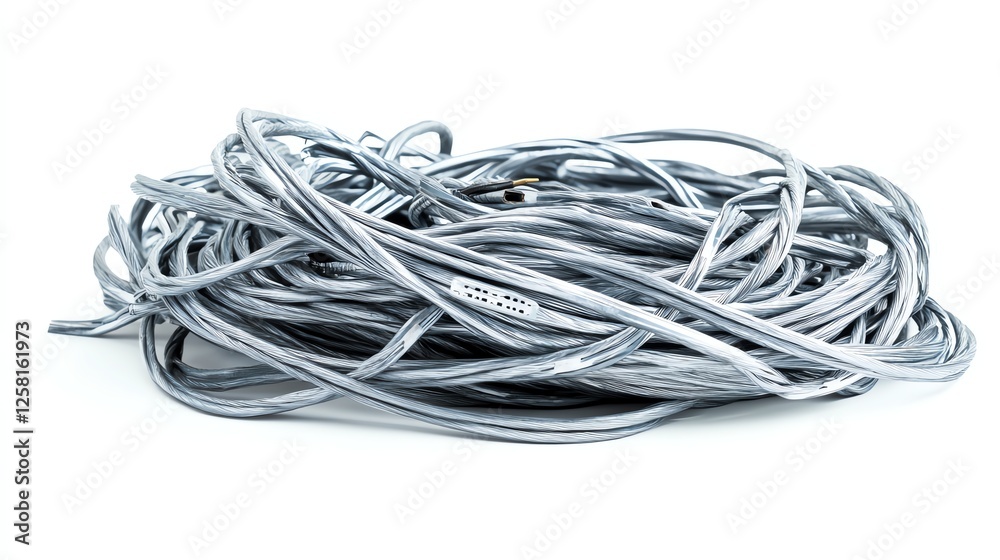 Coiled metal wires, tangled together on a white isolated background. Coiled metal wires, tangled together on a white isolated background.