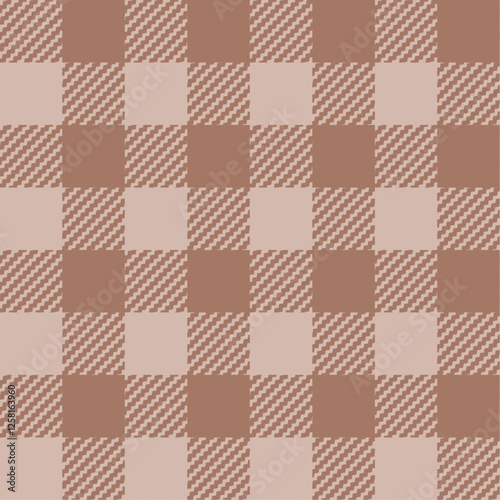 Seamless buffalo check plaid pattern in pastel brown and beige color. Vector background in mocha mousse color for textile or fabric print, wrapping paper.