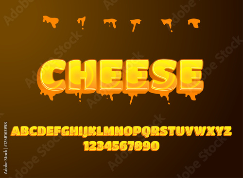 funny modern 3d melted cheese font effect alphabet