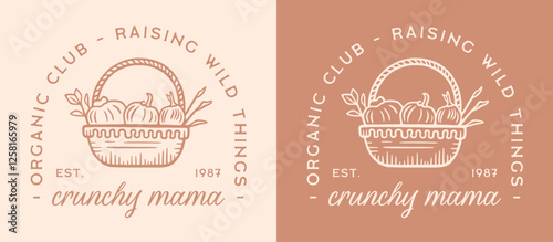 Crunchy mama mom organic club homestead funny quotes mother's day homemaker tradwife sahm raising wild things shirt design. Retro vintage cottagecore beige aesthetic eco friendly vegetarian card gift.
