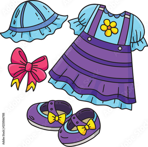 Baby Shower Baby Girl Outfit Cartoon Clipart photo