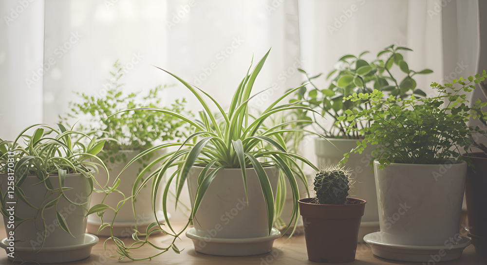 Fototapeta premium Soft Dreamy Atmosphere with Potted Plants