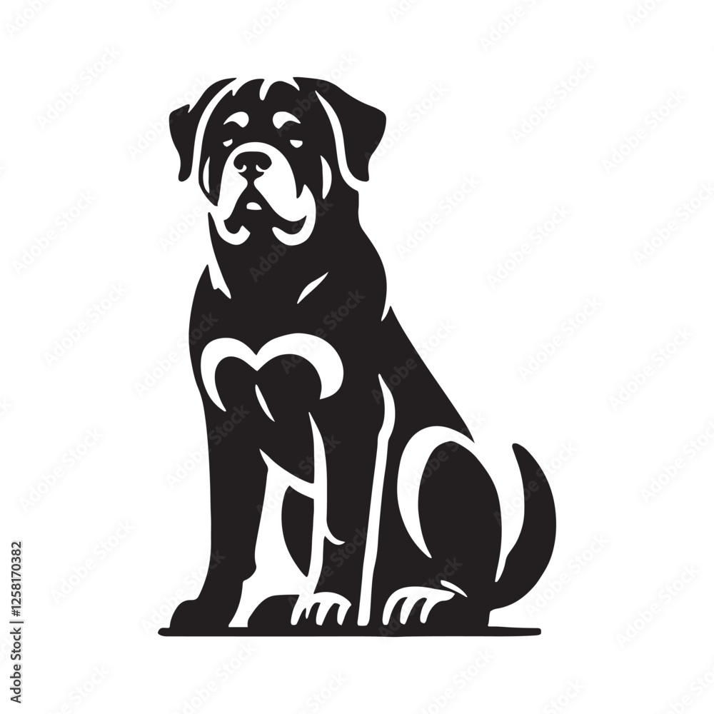 Fototapeta premium Distinct Rottweiler silhouette crafted for professional designs - Rottweiler illustration - minimal Rottweiler vector - dog silhouette 