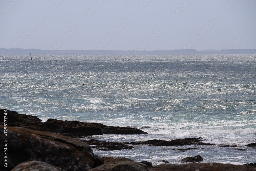 waves crashing on rocks