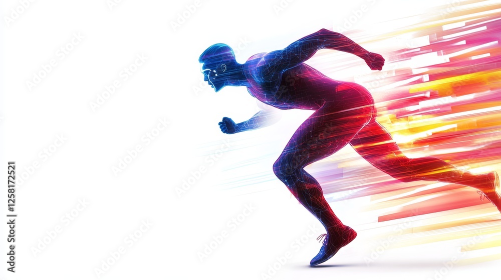 A cyber-enhanced athlete running at super speed A cyber-enhanced athlete running at super speed
