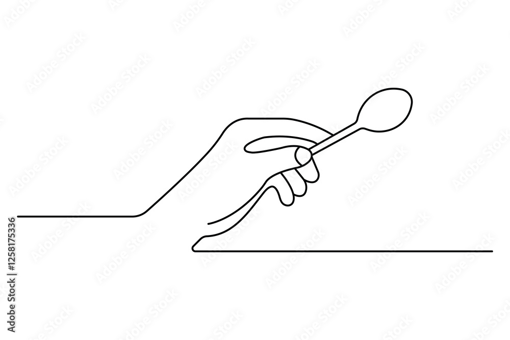 Obraz premium Knife and fork continuous one line drawing with black and white background