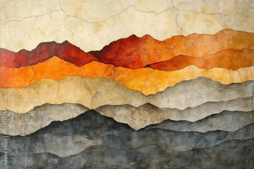 Obraz premium Abstract mountain landscape showcasing vibrant colors and textures in layers