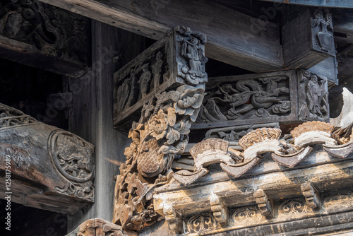 Exquisite wood carving art of residential buildings in southern Anhui, China