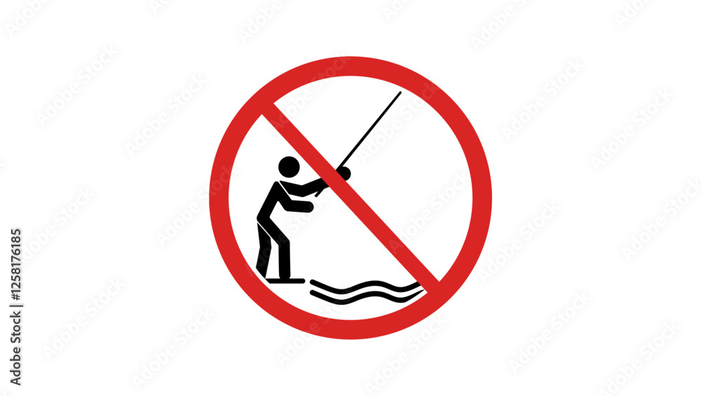 no fishing sign , black and red isolated silhouette no fishing sign , black and red isolated silhouette
