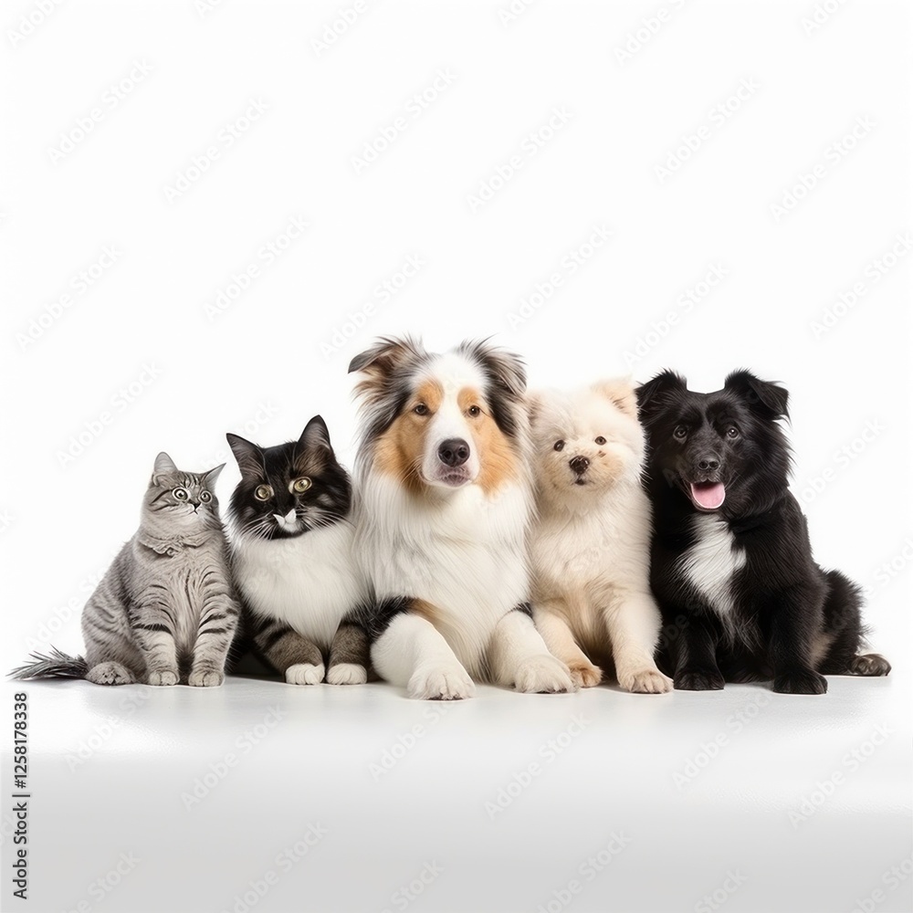 Adorable baby animals cuddling together playful puppies, fluffy kittens, soft chicks, and tiny hamster sharing peaceful moment on pristine white backdrop Adorable baby animals cuddling together playful puppies, fluffy kittens, soft chicks, and tiny hamster sharing peaceful moment on pristine white backdrop