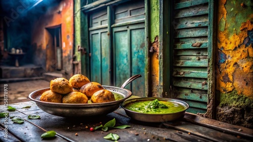 Kuzhi Paniyaram South Indian Breakfast with Coconut Chutney & Sambar - Urban Exploration Photography photo