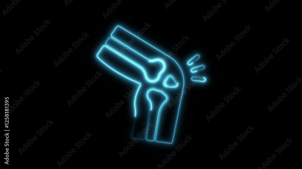Glowing neon broken bone icon isolated on black background. HD Video motion graphic animation Glowing neon broken bone icon isolated on black background. HD Video motion graphic animation
