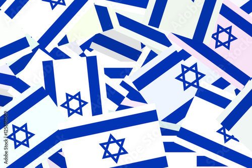 Many Israeli flags displayed together in a pattern