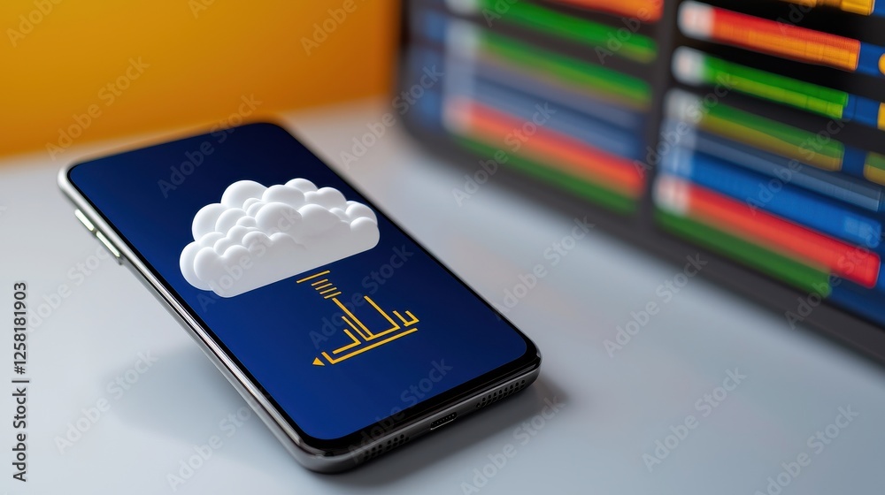Modern Smartphone Displaying Cloud Technology and Data Connectivity Modern Smartphone Displaying Cloud Technology and Data Connectivity