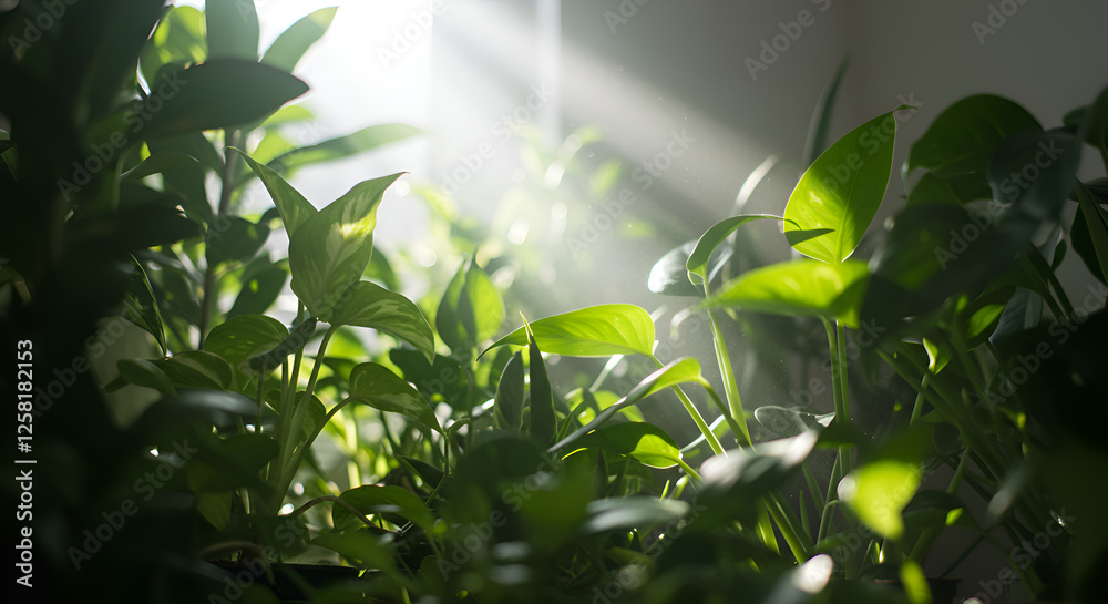 Naklejka premium Soft Light Over Green Leaves in Nature