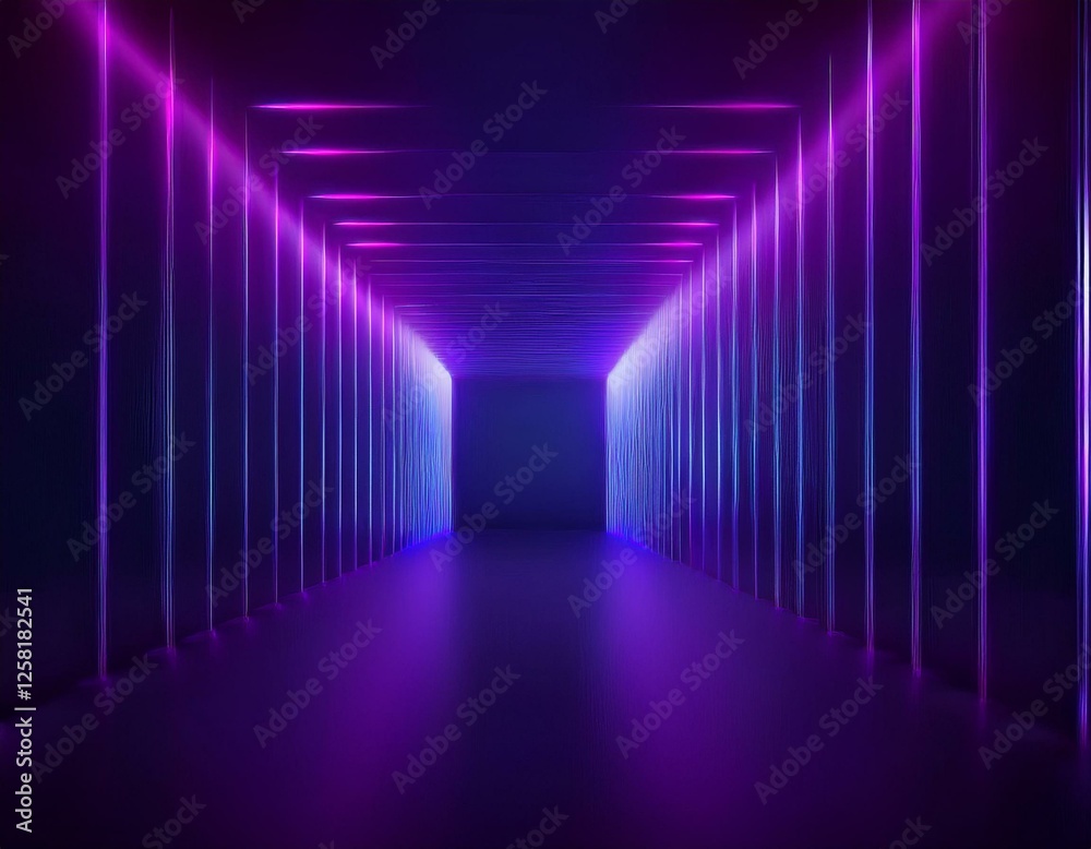 3d render, neon violet light, illuminated corridor, tunnel, empty space, ultraviolet light, 80's retro style, fashion show stage, abstract background. 3d render, neon violet light, illuminated corridor, tunnel, empty space, ultraviolet light, 80's retro style, fashion show stage, abstract background.