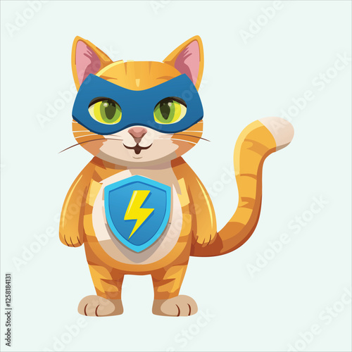Cartoon cat with a mask and lightning bolt on its chest