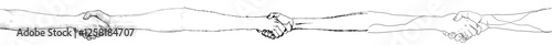 Handshake, agreement, introduction banner hand-drawn in a single line