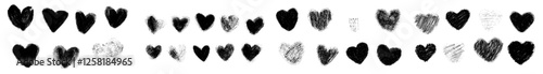 Modern heart contour with a black hand-drawn love icon, isolated. A brush stroke heart symbol, perfect for a hand-drawn modern love logo. Also suitable as a doodle icon or Valentine's day graphic.