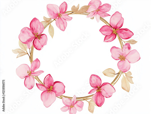 Floral frame: Elegant Floral Wreath of Pink Petunias 
