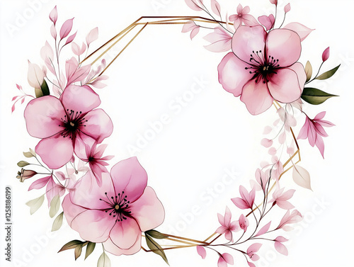Pink Watercolor Floral Frame