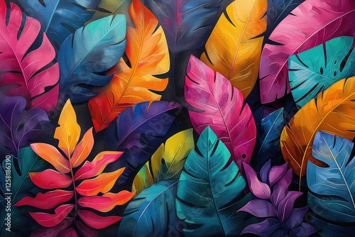 Lush tropical Monstera leaves background 