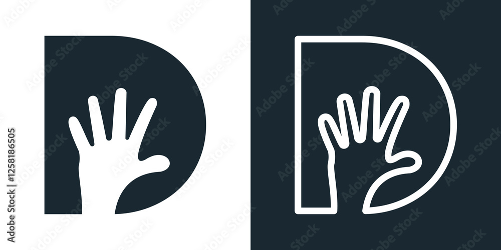 Obraz premium hand hi Letter Logo Design D abstract line art vector