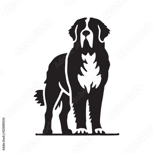 Sleek Saint Bernard silhouette designed for elegant and artistic projects - Saint Bernard illustration - minimal Saint Bernard vector - dog silhouette
