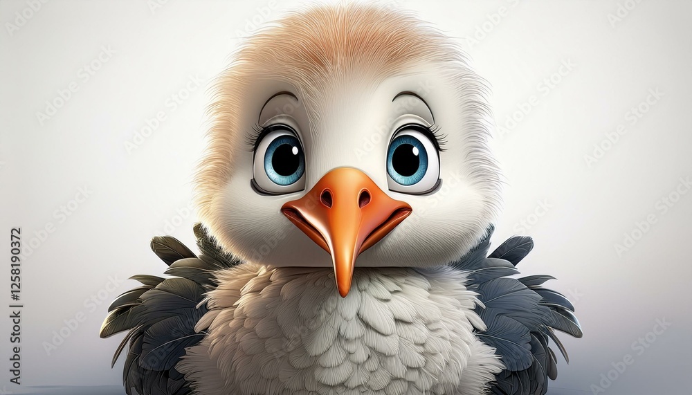 Niedlicher kleiner Storch, weißer Hintergrund Niedlicher kleiner Storch, weißer Hintergrund