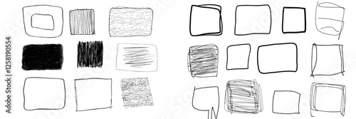 A rectangle frame with a hand-drawn, doodle-style line on a transparent background, isolated as a modern illustration